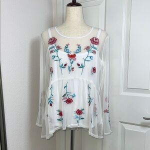 Grand & Greene White Sleeveless Embellished Blouse Size Large‎